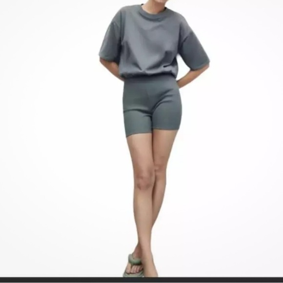 Zara sage green biker short jumper size L - Picture 4 of 8